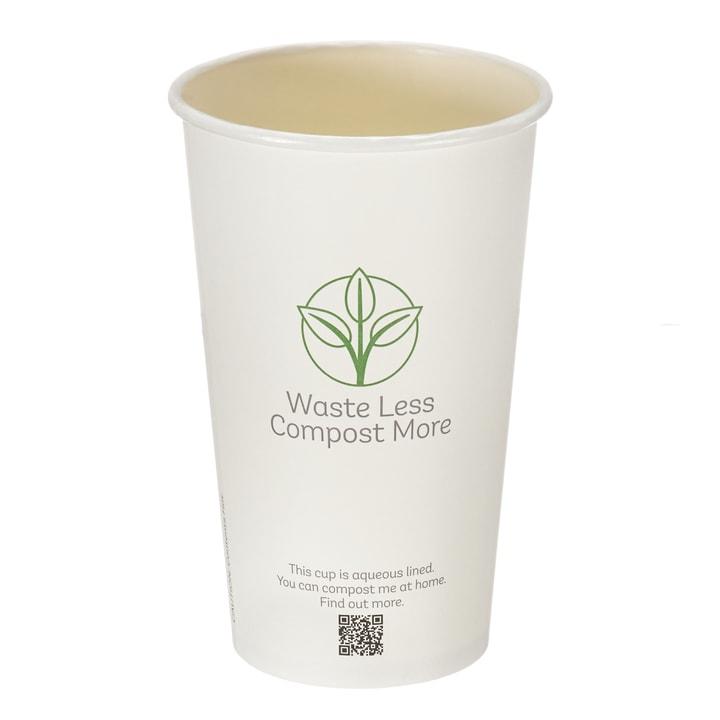 16oz White Single Wall Hot Cup (Aqueous Lined)