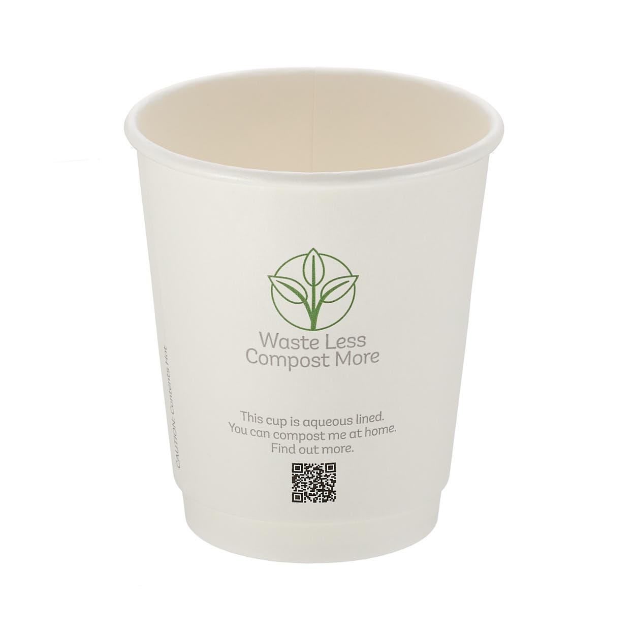 8oz White Double Wall Hot Cup (Aqueous Lined)