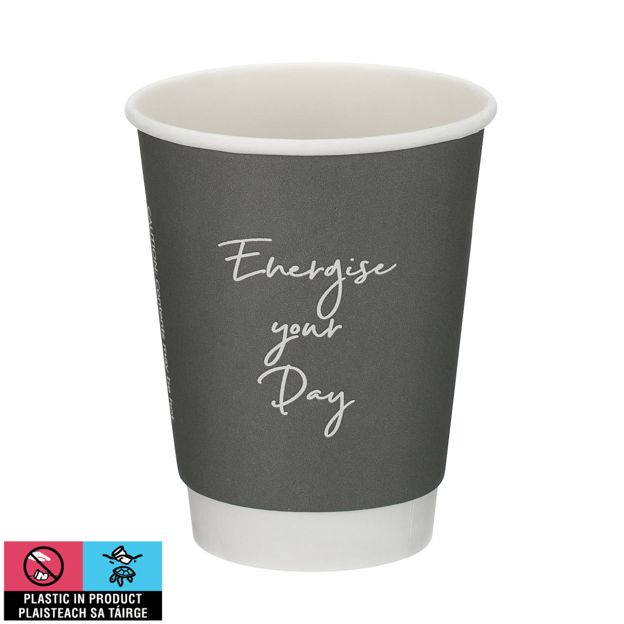 12oz Grey Double Wall Hot Cup (PE Lined)