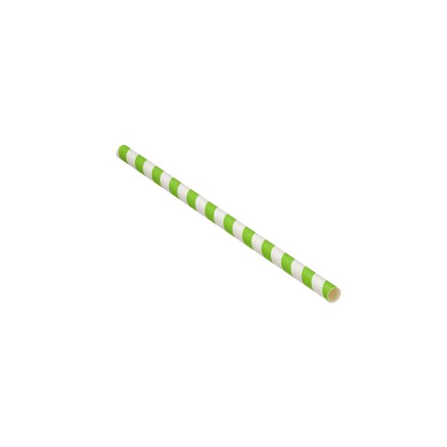 Go-Pak Lime Green Striped Paper Straw
