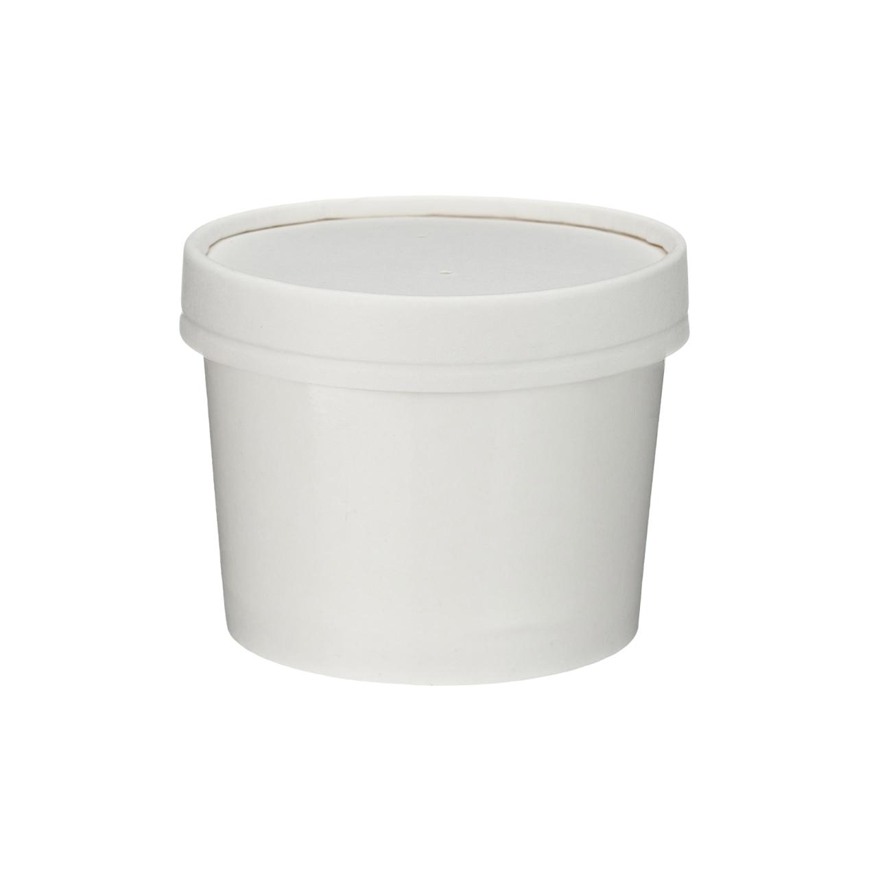 8oz White Premium Soup Pot / White Paper Lid (PP lined) 