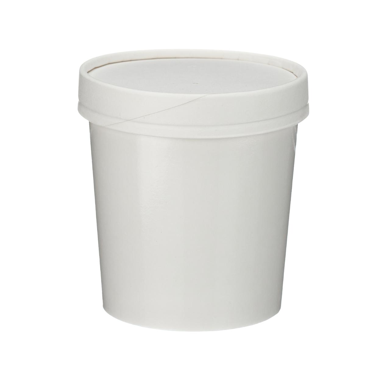12oz White Premium Soup Pot / White Paper Lid (PP lined) 