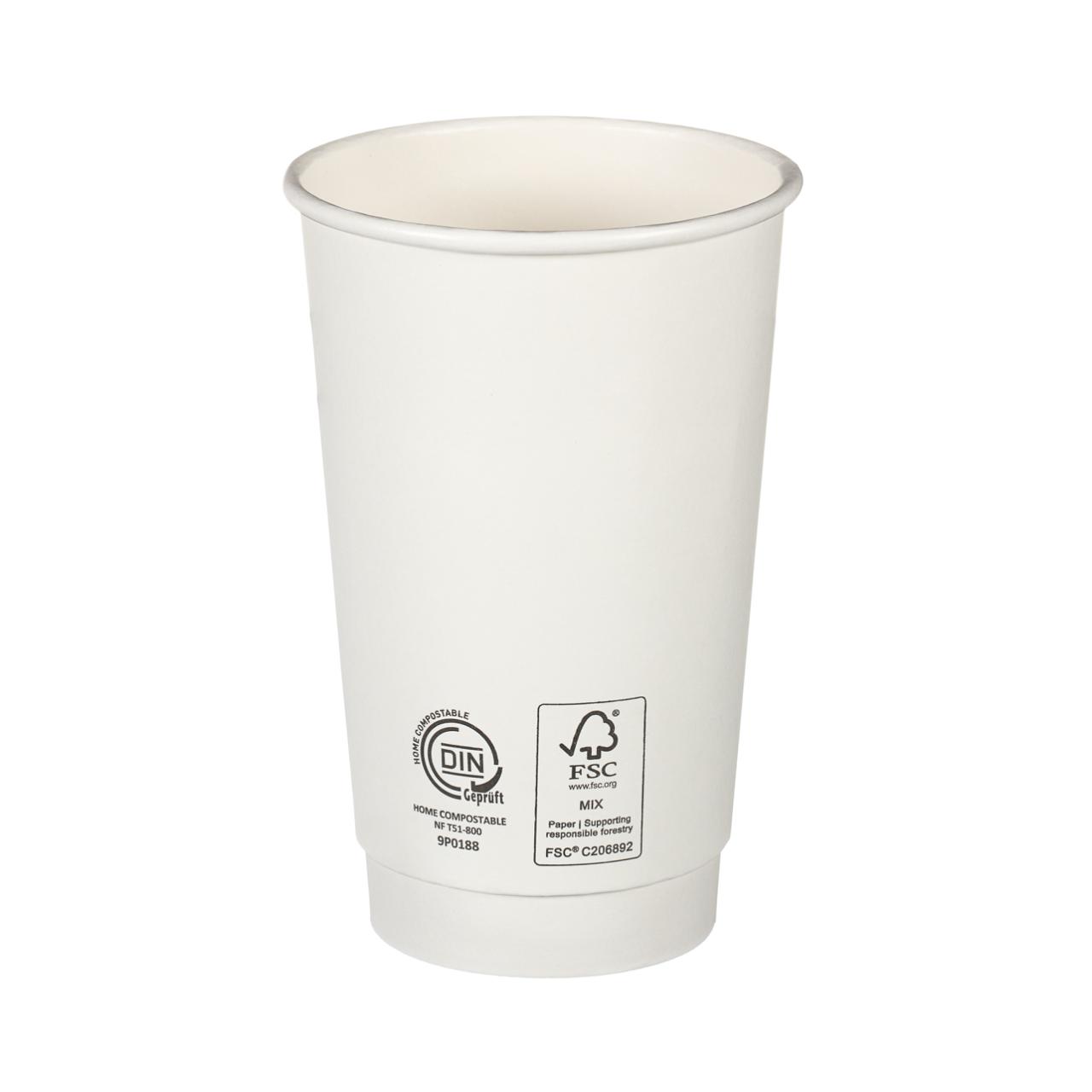 16oz White Double Wall Hot Cup (Aqueous Lined)
