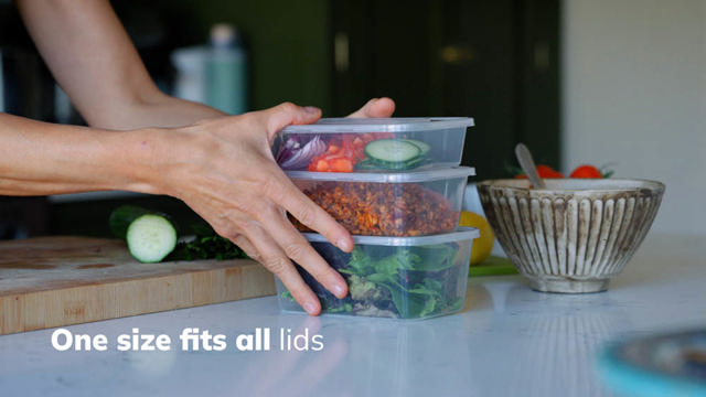 1000ml Clear PP Microwavable Container & Lid